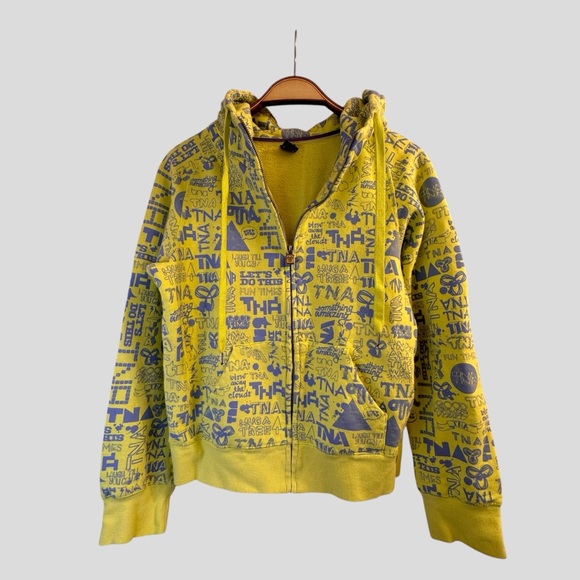 𝅺Aritzia TNA Youth Hoodie Size M Yellow and Gray Full Zip Pockets - Picture 2 of 15